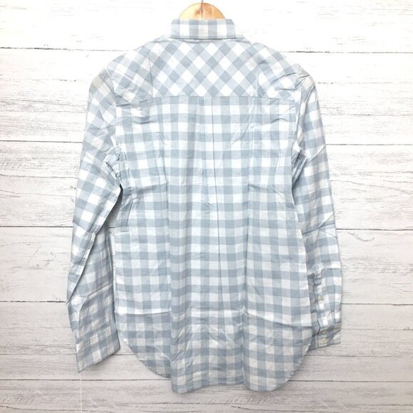New UNTUCKit Women's Shirt Santa Marzi Blue & White Plaid Button Up size 12 - Picture 2 of 7